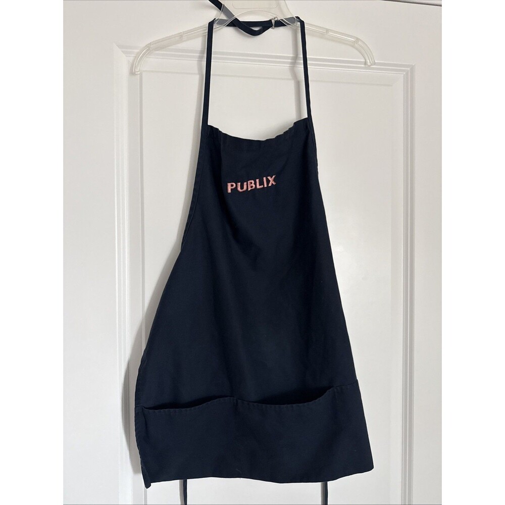 VTG Publix Grocery Apron Blue w/ Pink Embroidery Bakery Food Produce Uniform